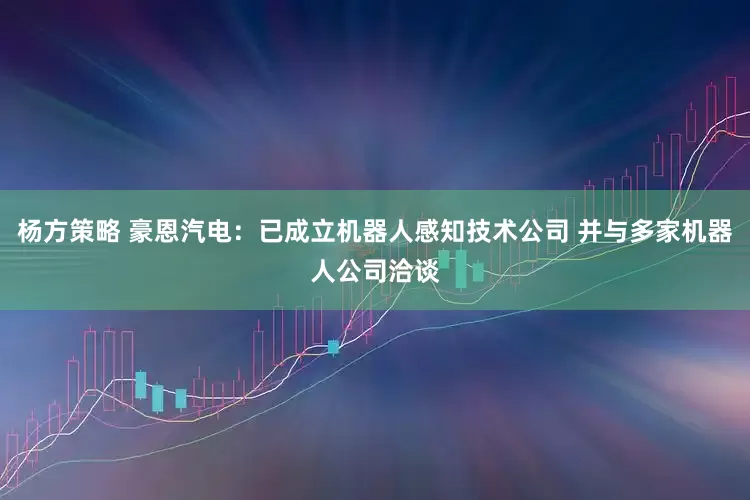 杨方策略 豪恩汽电：已成立机器人感知技术公司 并与多家机器人公司洽谈